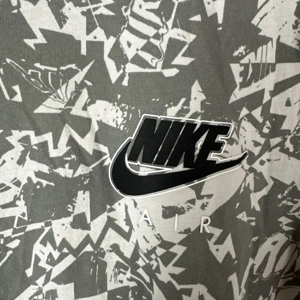 Nike Sportswear Air Logo AOP Print NSW Dri-Fit Shirt 906966-101 Gray White Small